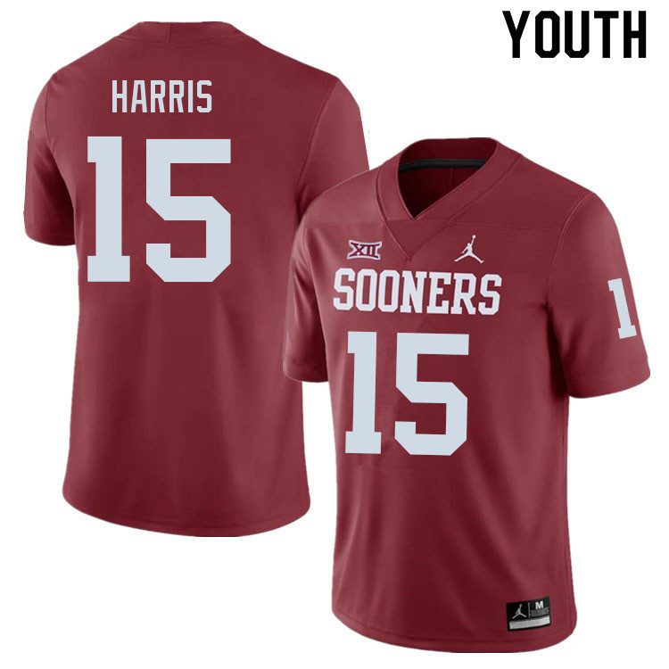 Youth #15 Ben Harris Oklahoma Sooners College Football Jerseys Sale-Crimson